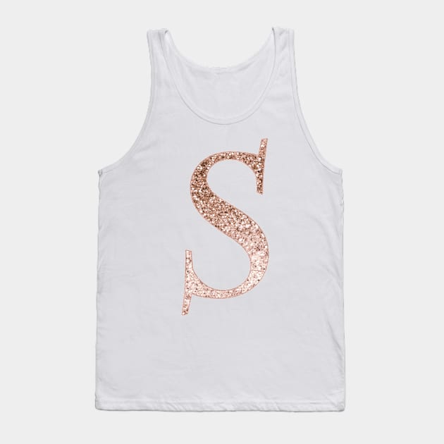 S rose gold glitter monogram letter Tank Top by RoseAesthetic